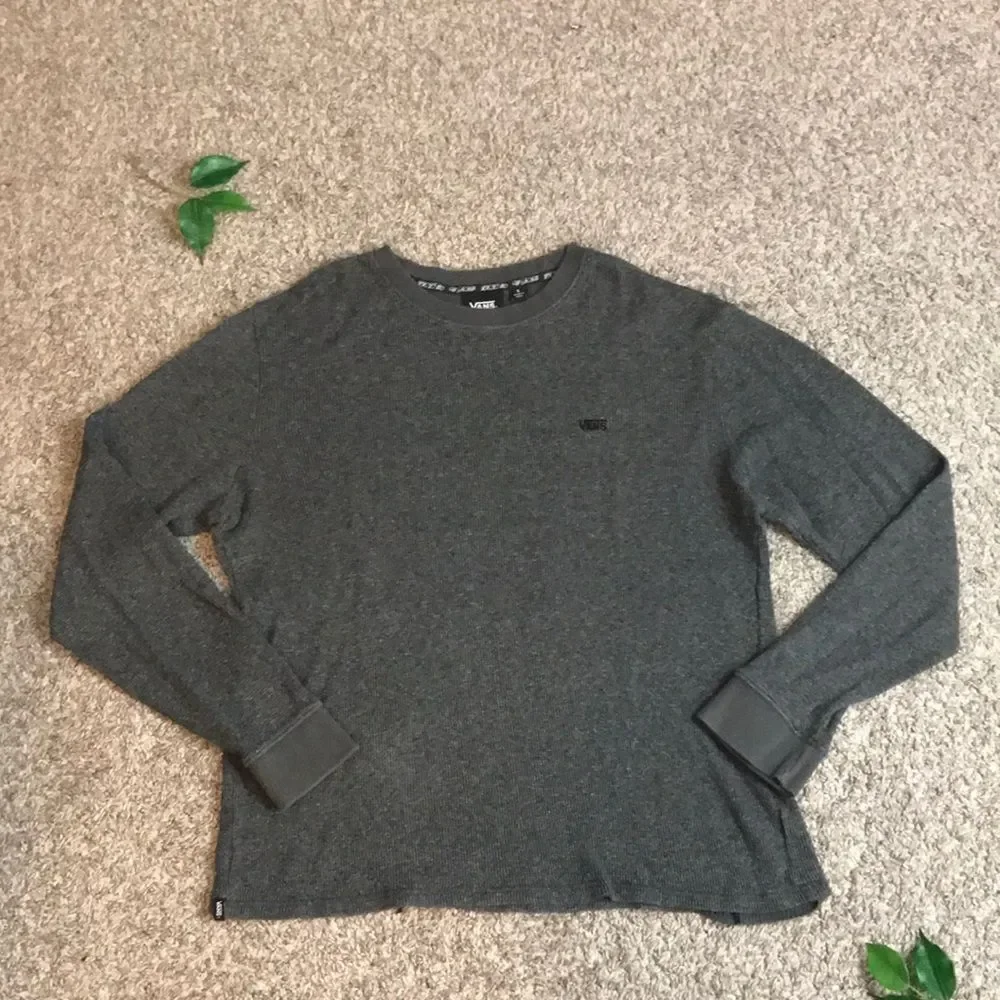 Vans Dark Gray Mens Small Long Sleeve Stretch Knit Top